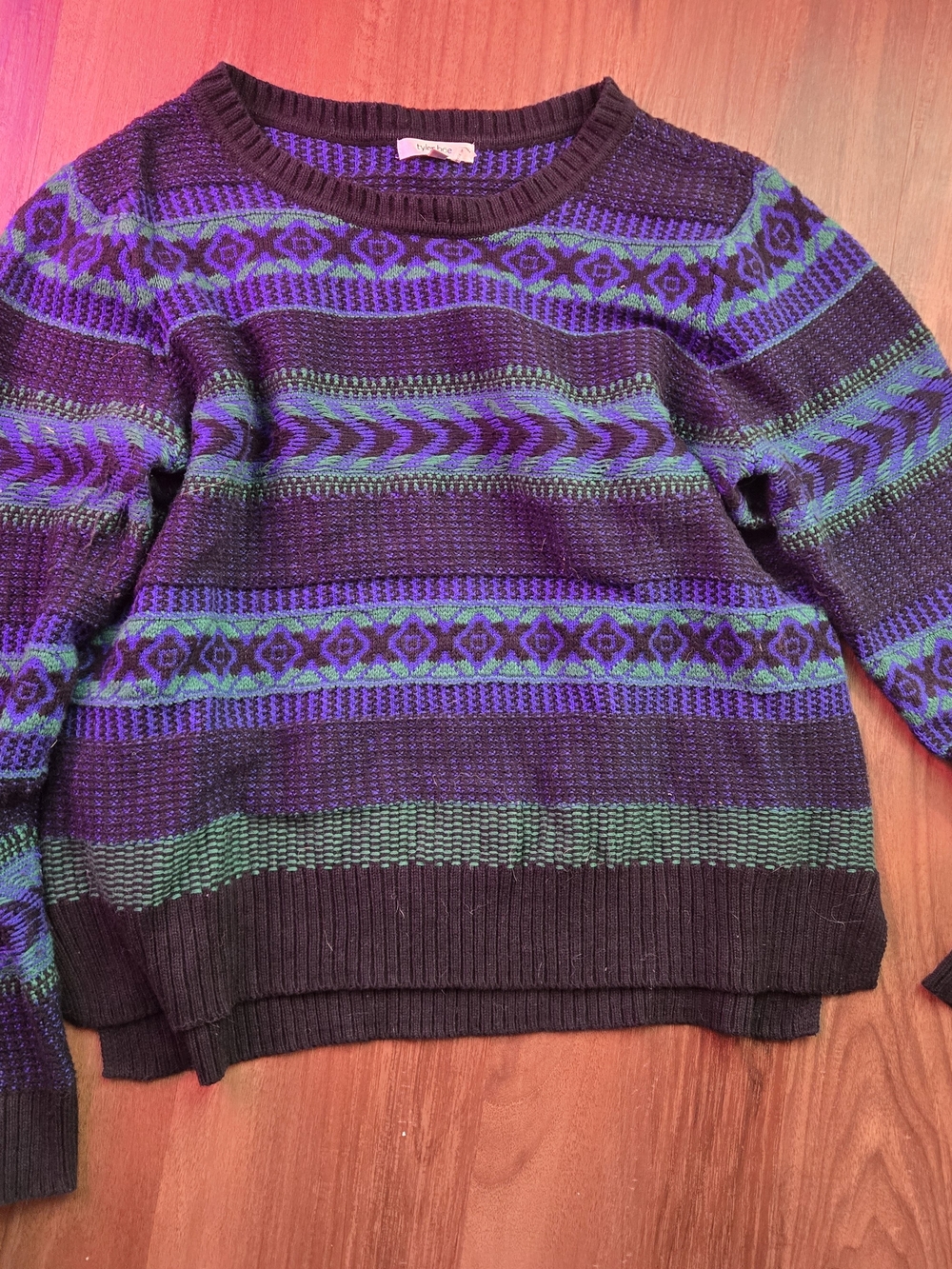 Tyler Boe Blue & Green Striped Crewneck Sweater Tyler Boe